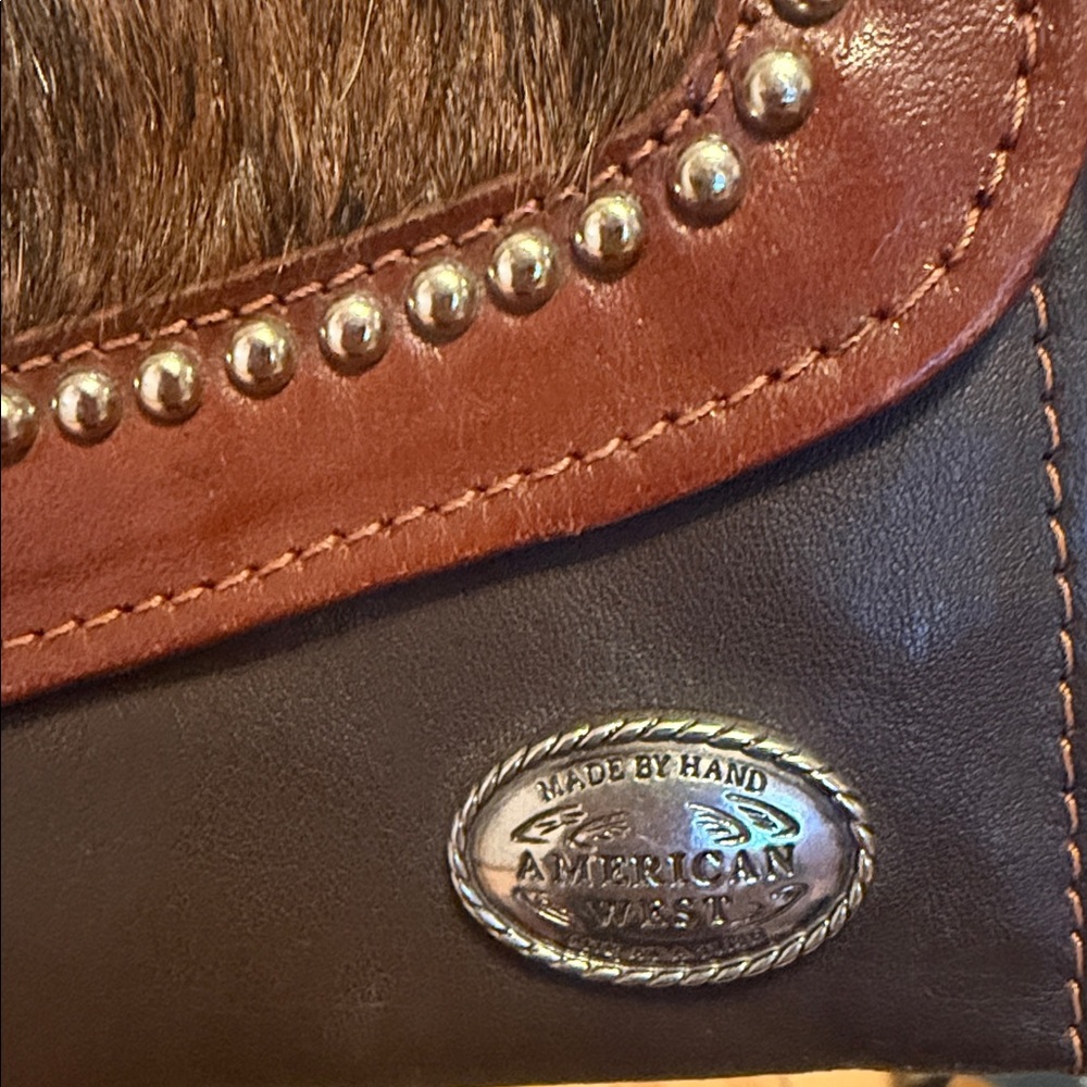 American West Brown and Tan Leather & Hair-on Hide Wallet - Picture 2 of 4
